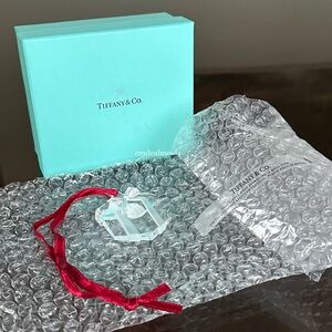 Tiffany & Co Frosted Bow Clear Gift Box Present Holiday Ornament Christmas Xmas
